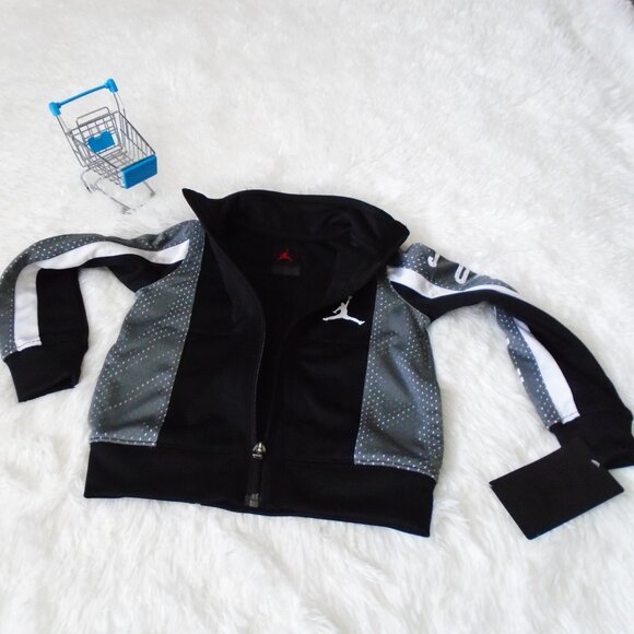 Jordan Black Colorblock Full Zip Track Jacket Black 2T Boys - Picture 3 of 14